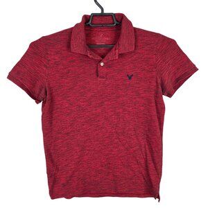 Mens American Eagle Heather Red Polo Shirt Short Sleeve Cotton Blend Size S